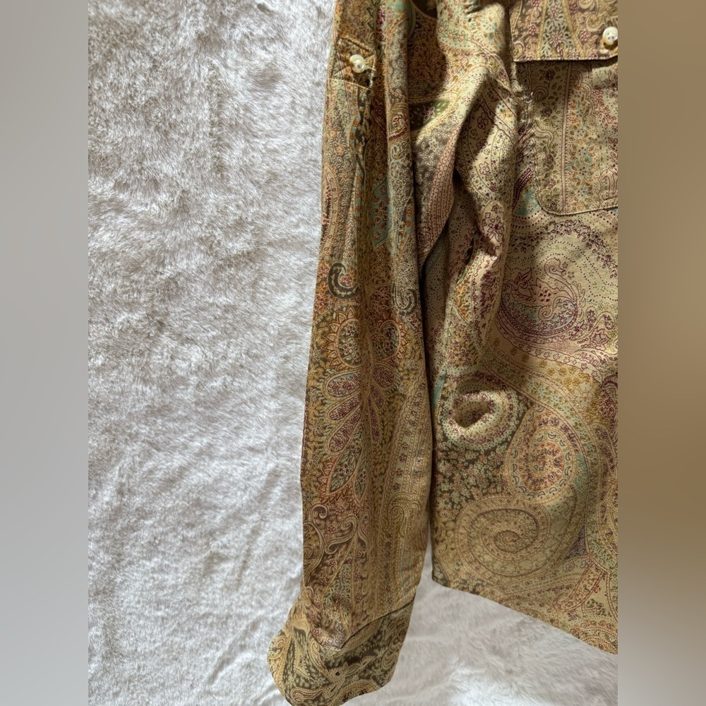 Lauren Ralph Lauren Corpcore Heritage 100% Cotton gold multicolor Shirt Medium - Picture 10 of 14
